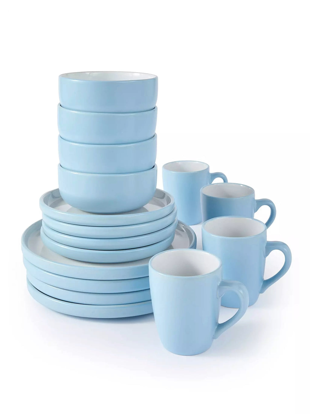 Waterside 16pc Blue Pastel Stoneware Dinner Set
