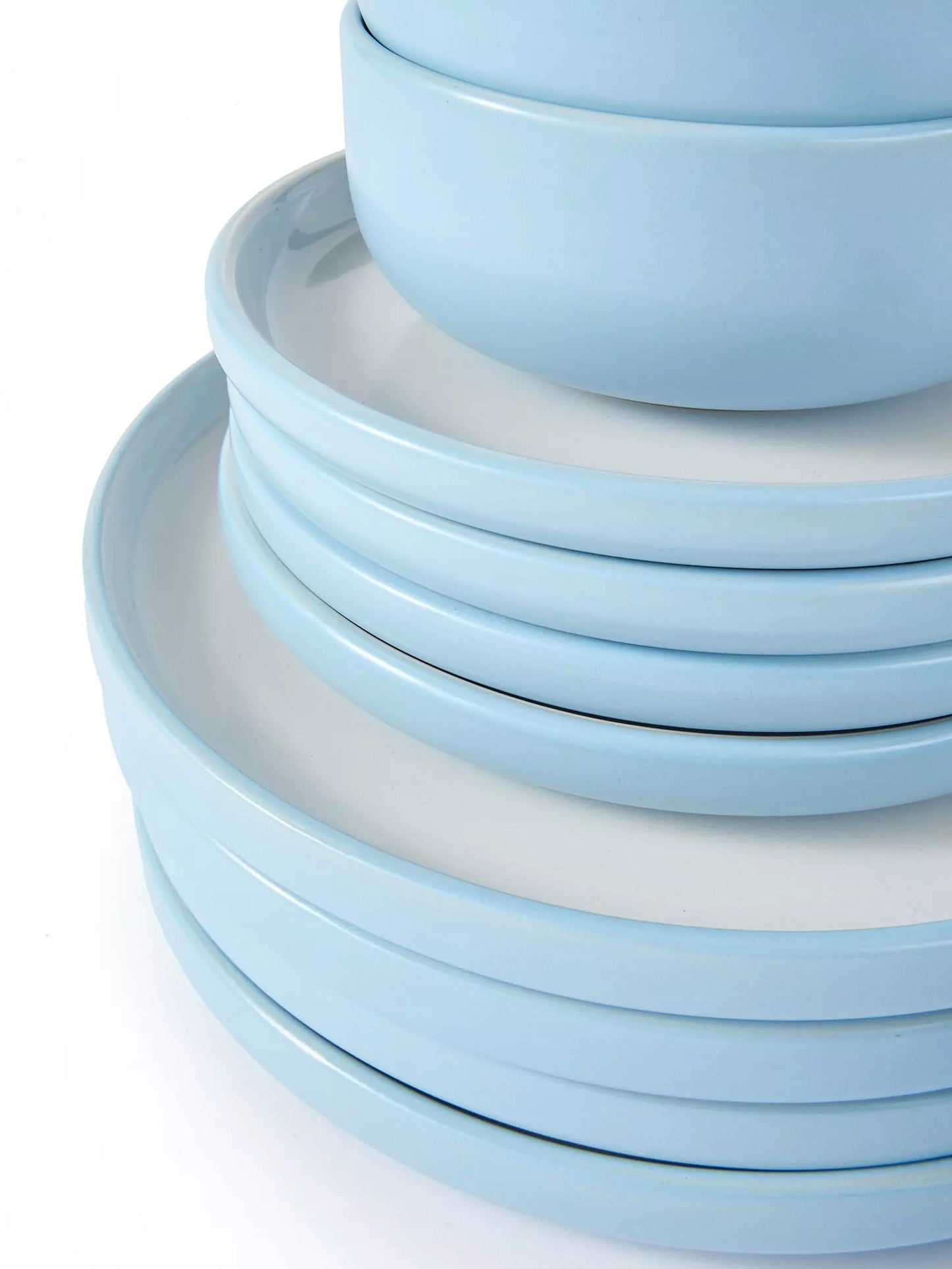 Blue Pastel Stoneware Dinner Set, 16 Pieces