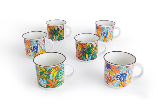 6pc Carnival Leaves Mug Set