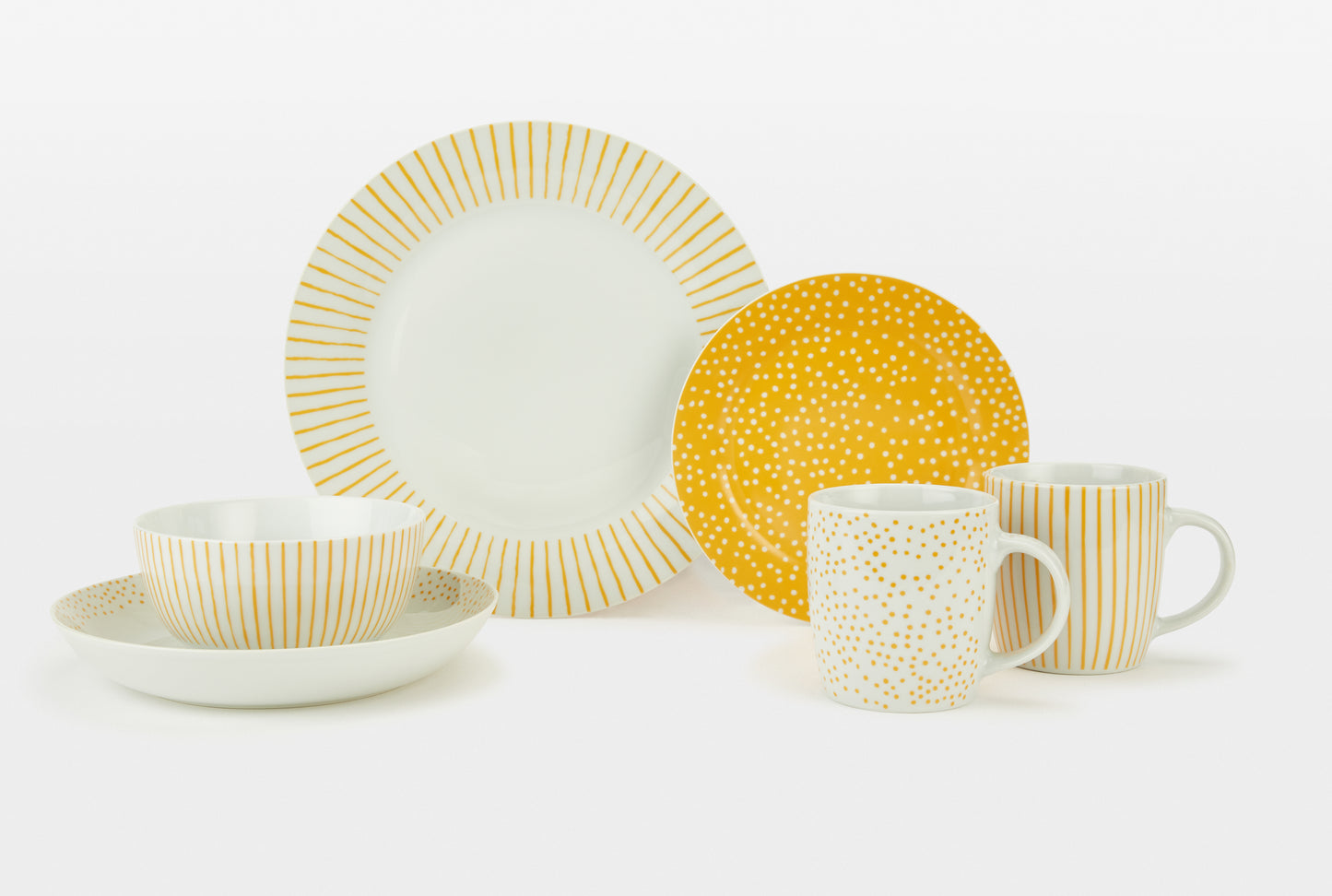 Betsy Porcelain Dinnerware Set - AMBER YELLOW, 20 Pieces