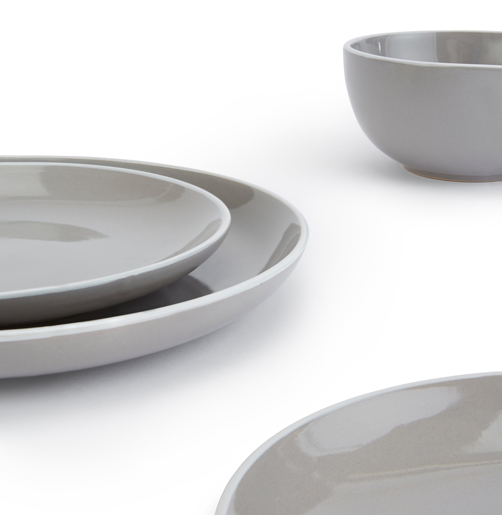 Waterside 12pc Grey Stoneware Dinnerware Set (video attached)
