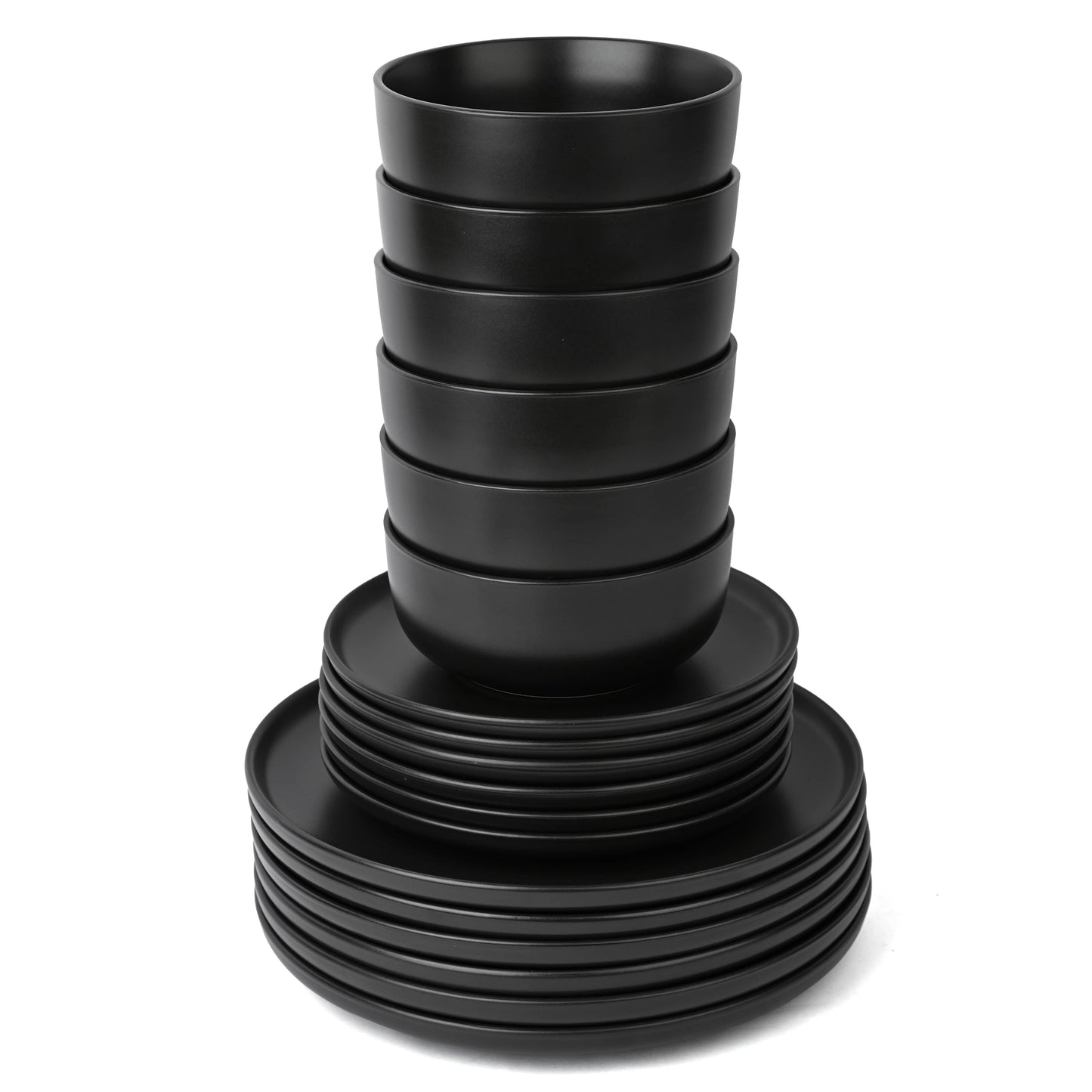 Solid Black Stoneware Dinner Set, 16 Pieces