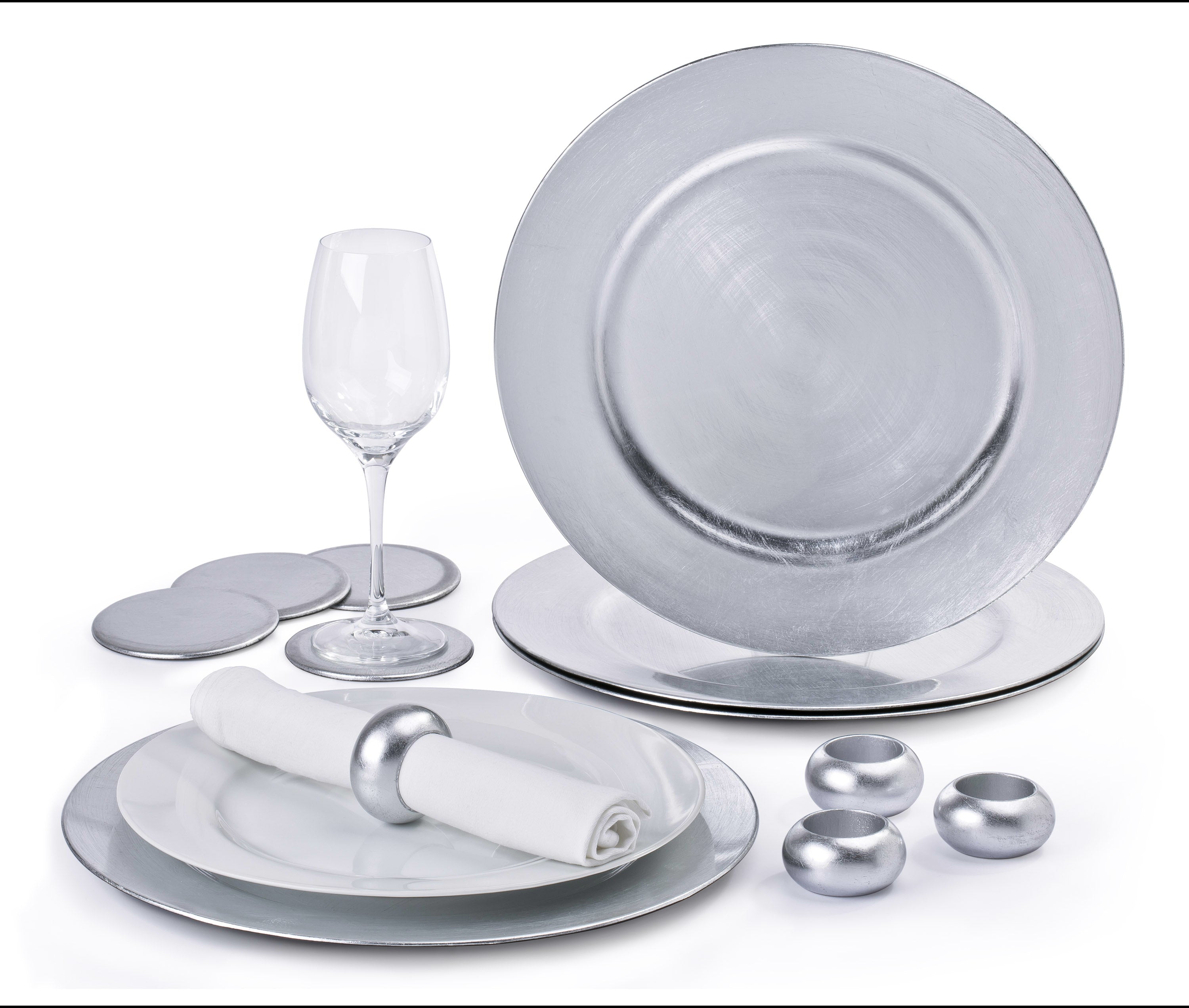 12 Piece Platinum Charger Plate Set – Waterside Dinnerware
