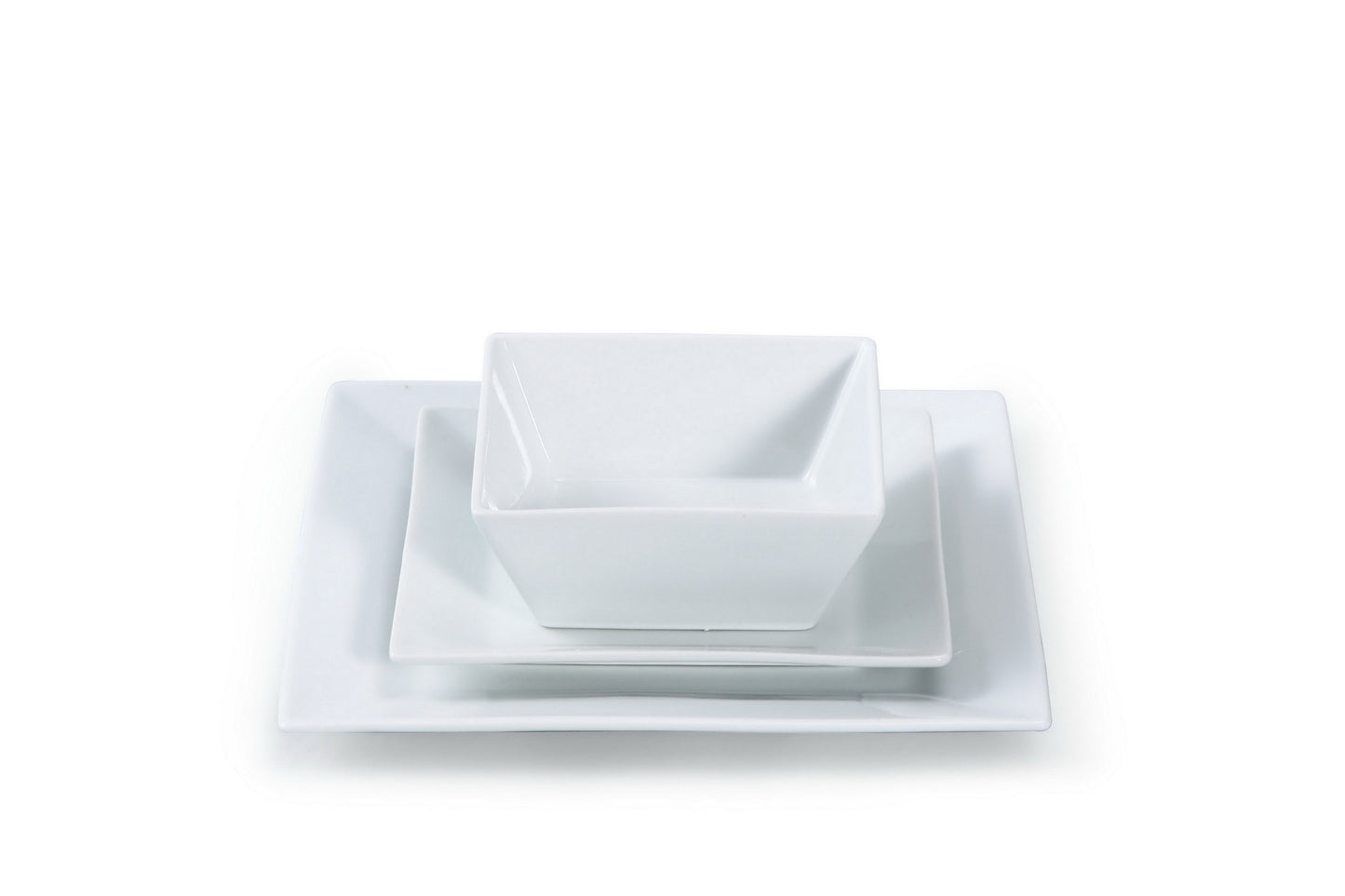 White Square Porcelain Dinnerware Set, 12 Pieces