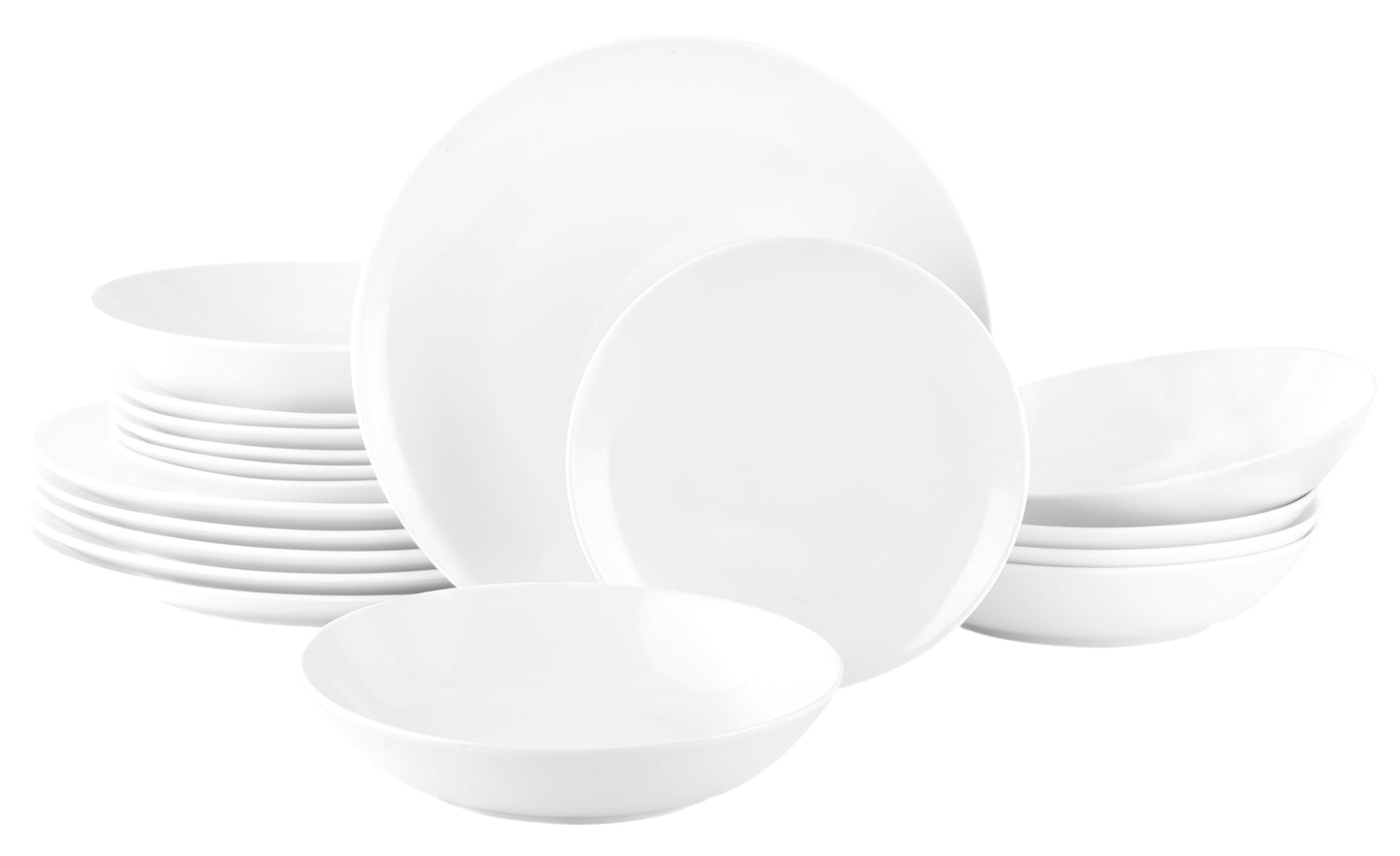 Waterside White Coupe Porcelain Dinnerware Set, 18 Pieces