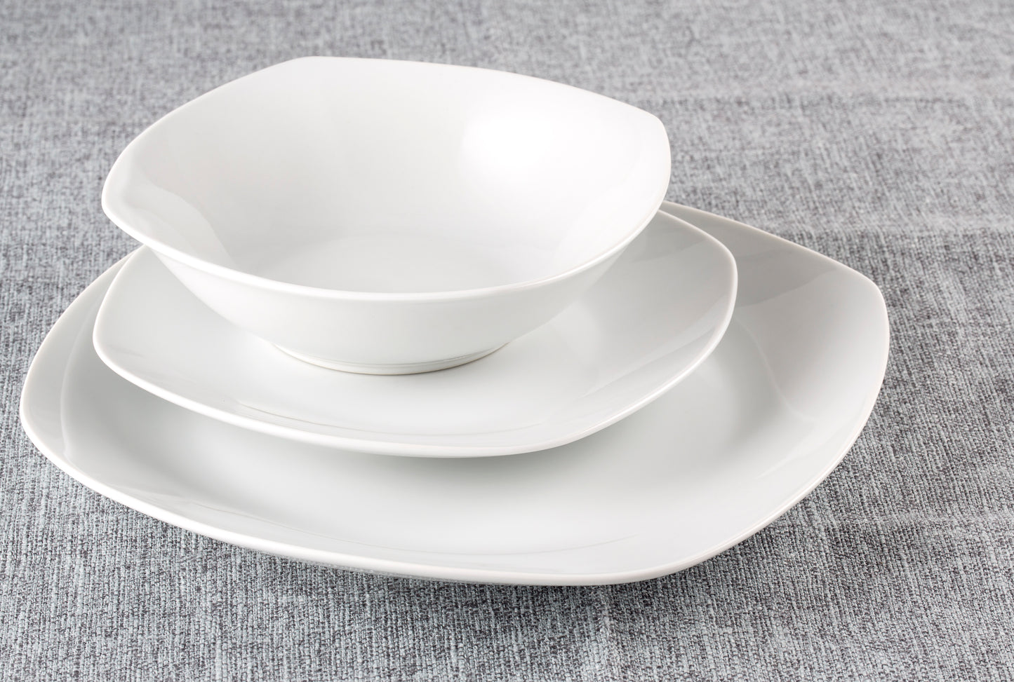 Waterside White Square Porcelain Dinner Set, 18 Pieces