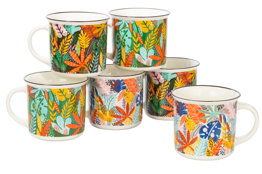 6pc Carnival Leaves Mug Set