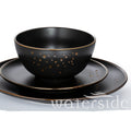 Waterside 12pc Midnight Black & Gold Christmas Stoneware Dinnerware Set
