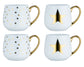 *** SPECIAL OFFER ***   Shiny Gold Star Christmas Porcelain Hug Mugs, 4 Pieces