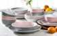 Spinwash Pink & Grey Porcelain Dinnerware Set, 24 Pieces