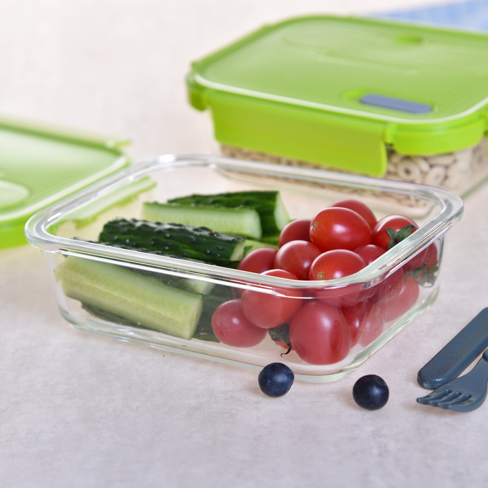 Waterside 2 Piece Glass Food Lunch Containers