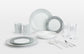 Grey Stripe Combination Tableware Set, Porcelain, Glassware & Cutlery, 36 Pieces