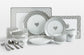 Grey Heart Combination Tableware Set; Porcelain, Placemats and Cutlery, 80 Pieces