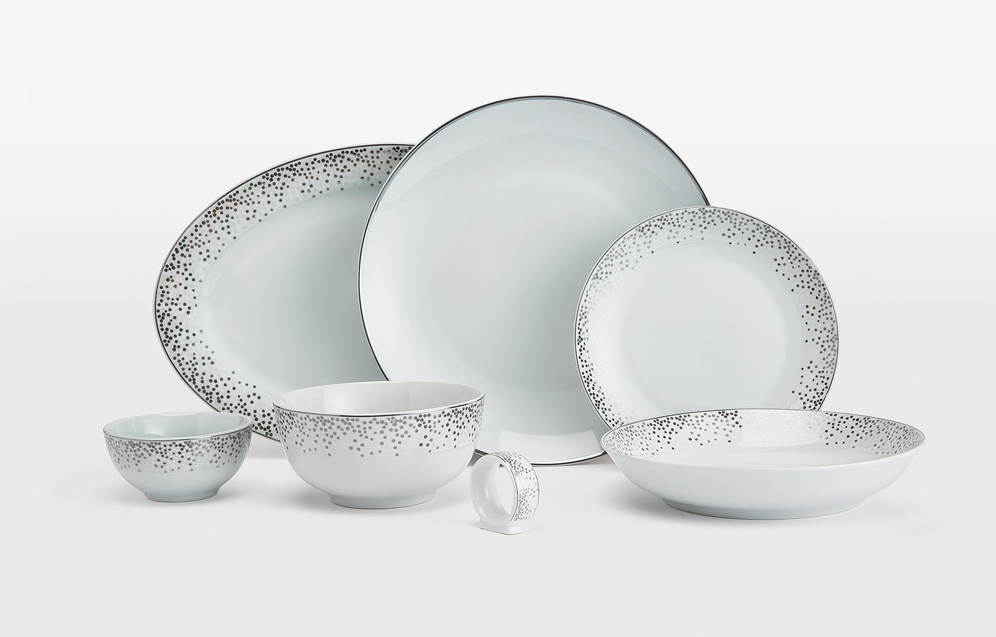 Platinum Sparkle Porcelain Combo Set, 50 Pieces