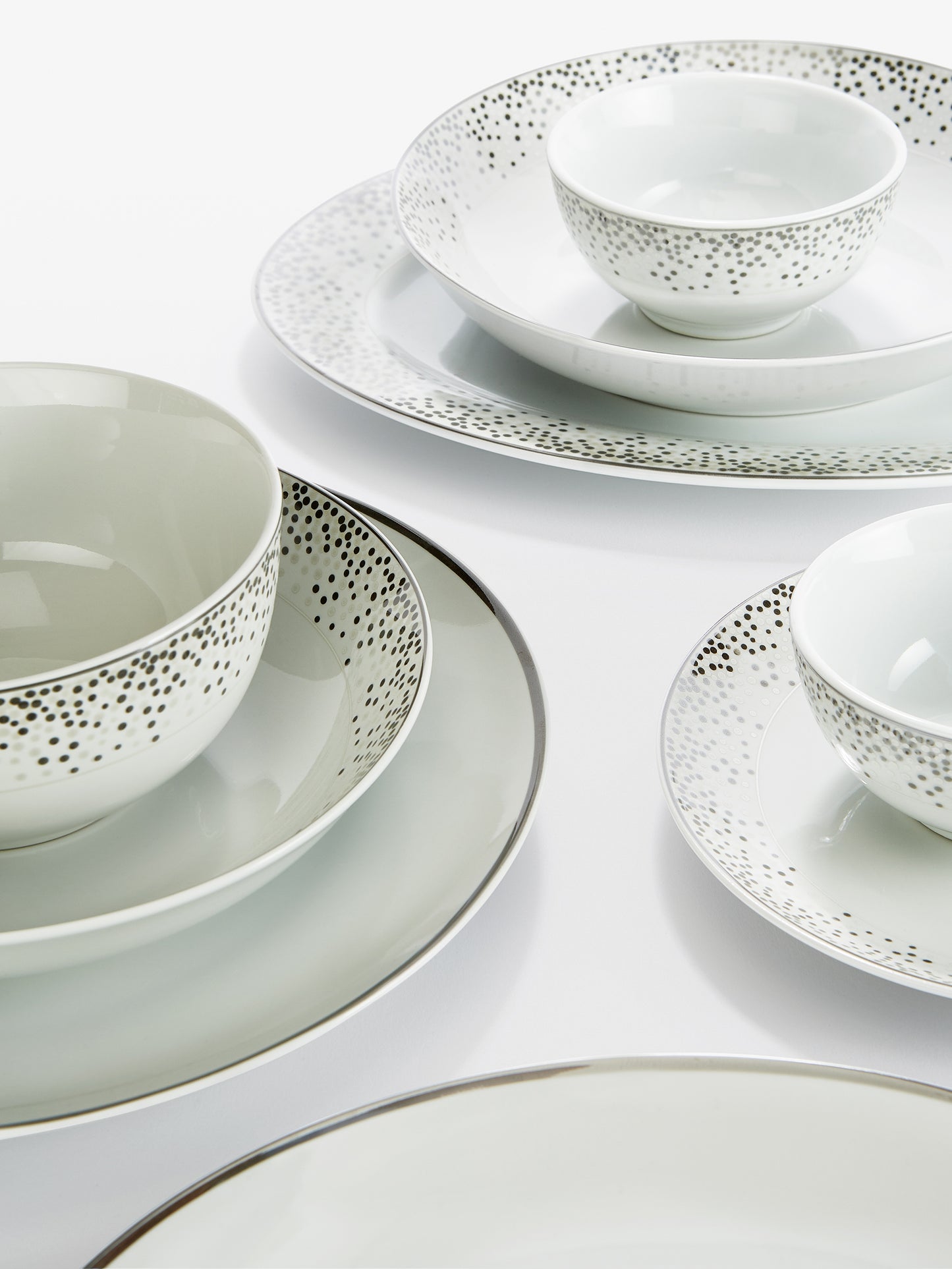 Platinum Sparkle Porcelain Combo Set, 50 Pieces