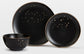 Midnight Black & Gold Christmas Stoneware Dinnerware Set, 12 Pieces