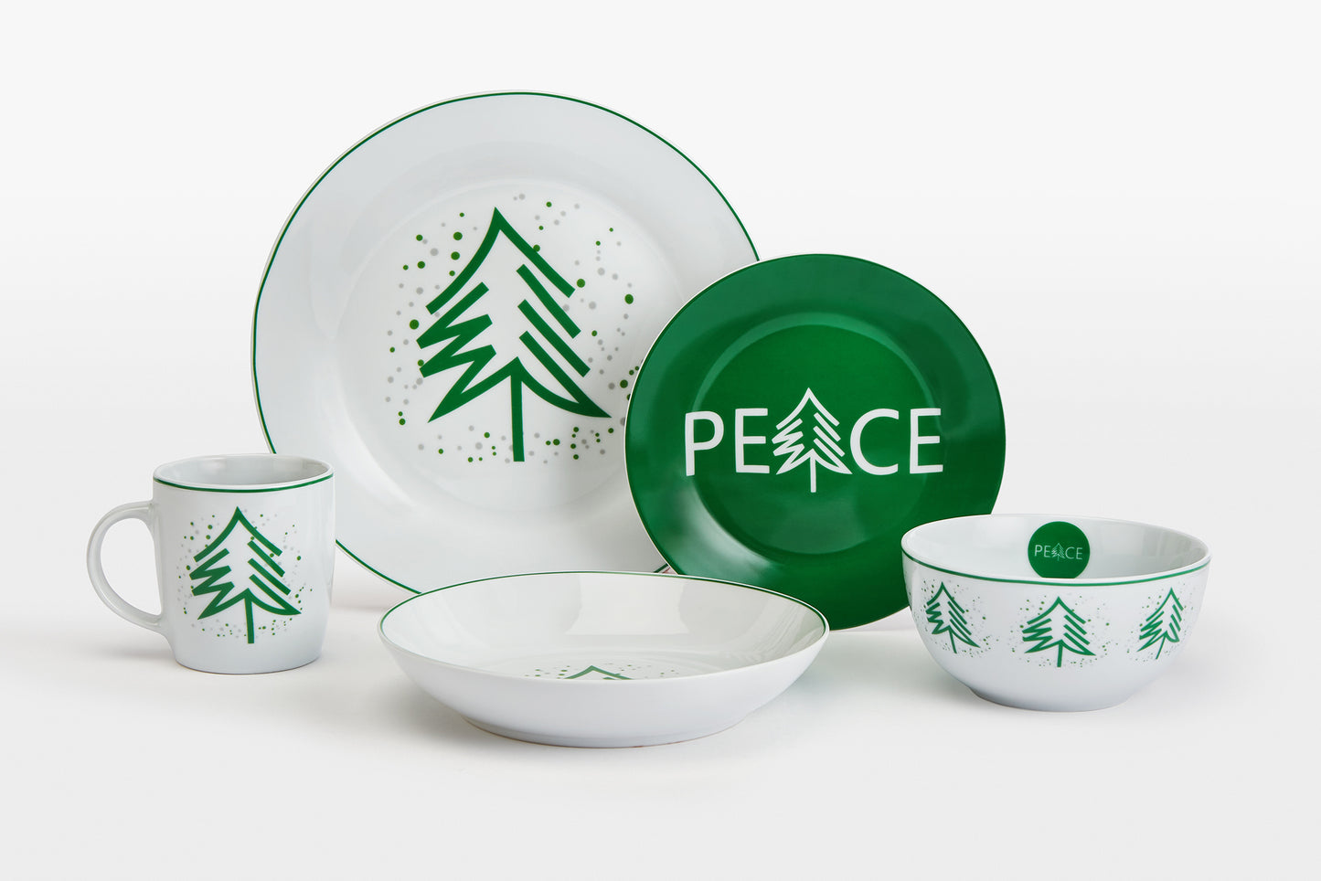 *** Special Offer ***  Christmas Green Porcelain Dinnerware Set, 20 Pieces